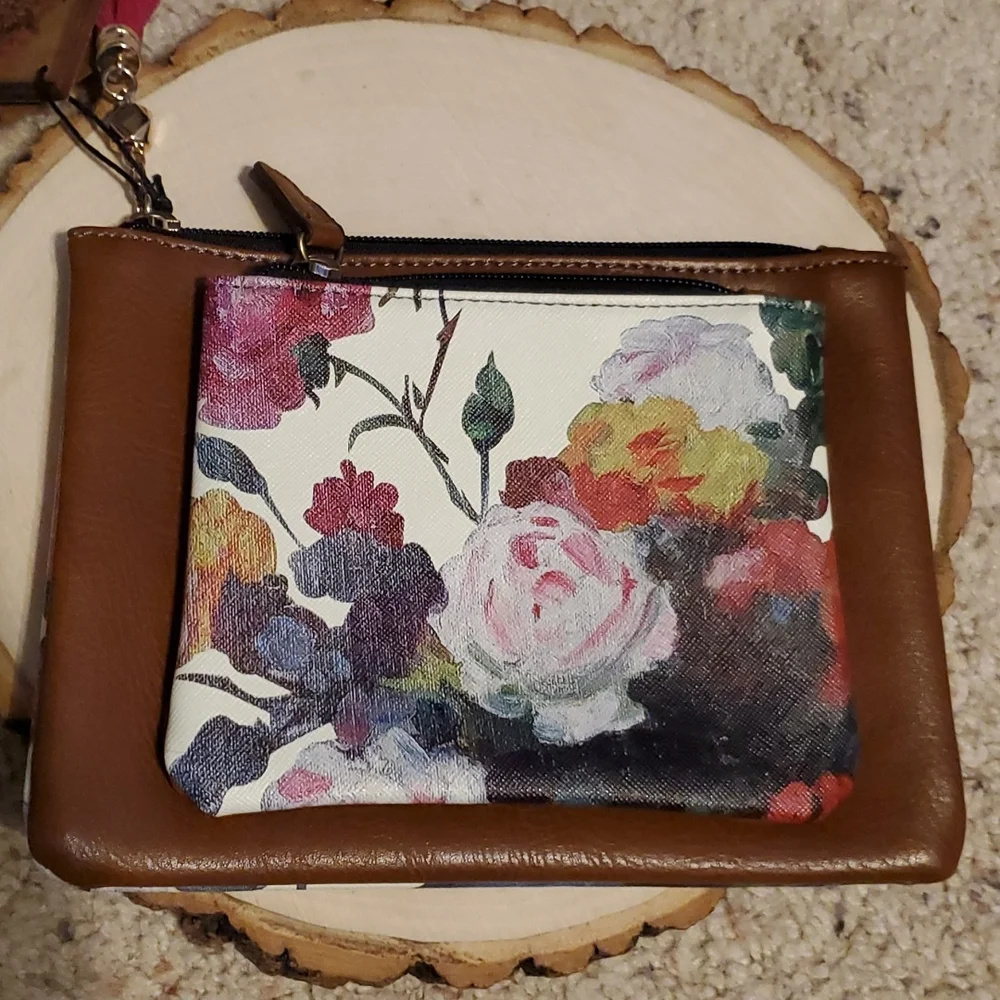 House of Disaster 1916 Brown & Floral Design Makeup Case NEW - Picture 4 of 7